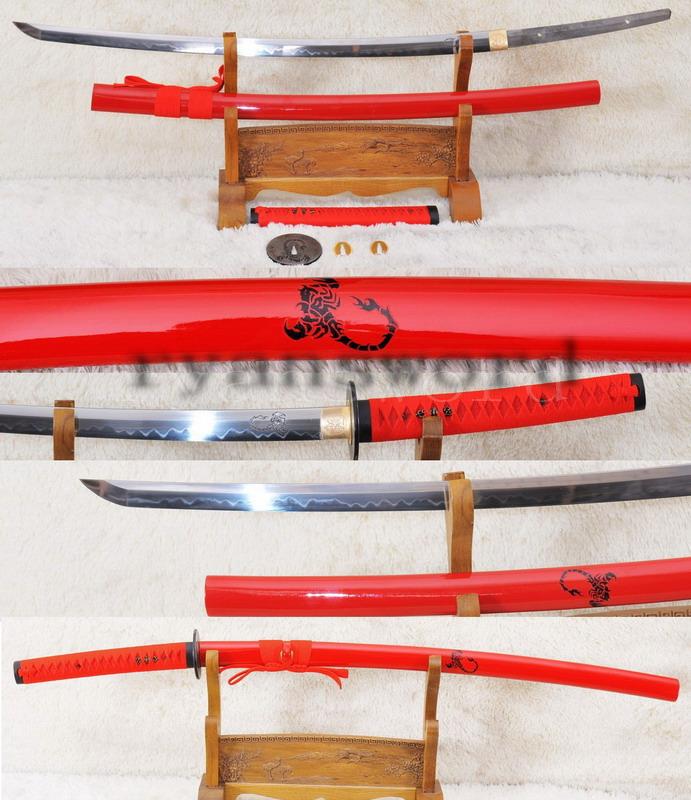 High Quality High Carbon Steel Clay Tempered Japanese Samurai Katana Scorpion Sword