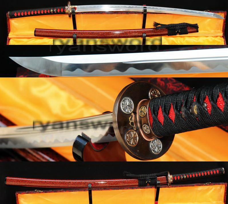 High Quality 1095 Carbon Steel Horn+Hard Wood Saya Japanese Samurai Katana Sword