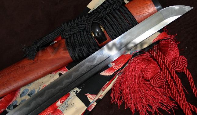 Rose Wood Saya Combined Material Clay Tempered Japanese Samurai Katana Sword