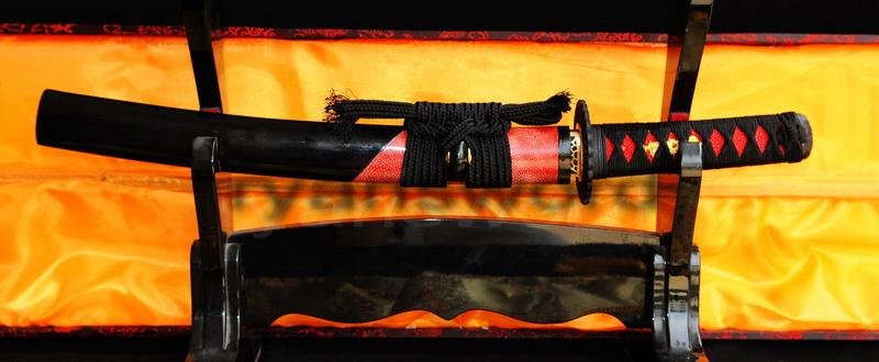 High Quality 1095 Carbon Steel+Folded Clay Tempered Japanese Samurai Tanto Sword