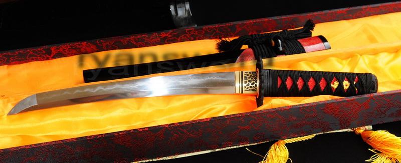 High Quality 1095 Carbon Steel+Folded Clay Tempered Japanese Samurai Tanto Sword