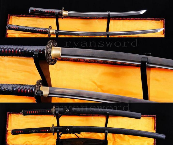 Handmade Damascus Folded Steel Japanese Samurai Sword Set Katana Wakizashi